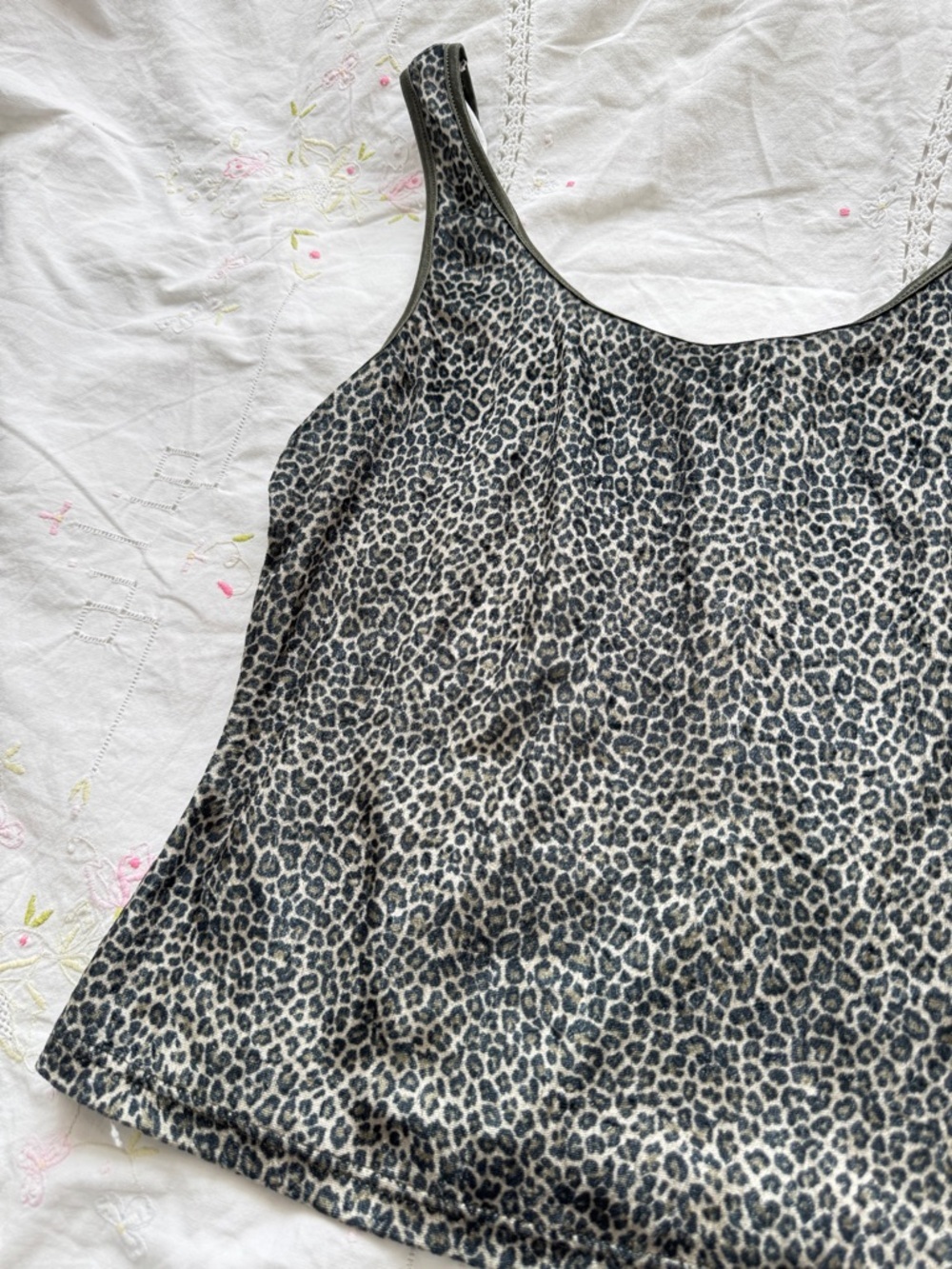 Leopard Print Women's Tank Top - Black/Green - Picture 3 of 5
